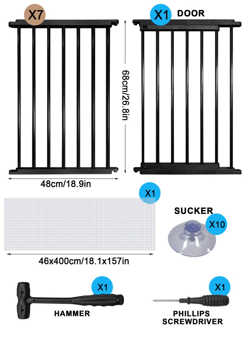 URbazaar 36.6 in(H) Decorative Pets Fence with Gate,8 Panels Total 24.4 Ft(L) Heavy Duty Iron Animal Barrier Fence for Yard,Suitable for Indoor Pet Or Outdoor Dog Fencing, Border Fenc - Image 2